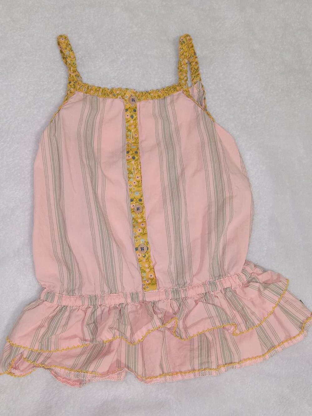 Matilda Jane Morning Sunrise Tank Girls Sz 4 Joanna Gaines Ruffle Strappy Pink